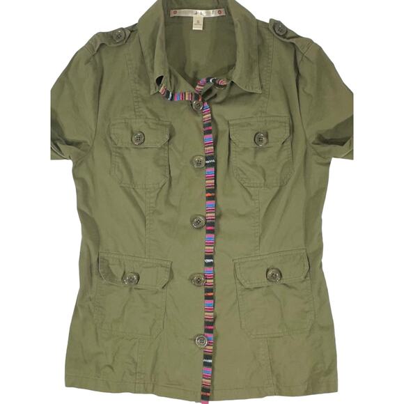 Chelsea & Violet Olive Green Military Style Shirt Field Jacket Shacket Sz Small - Picture 6 of 8